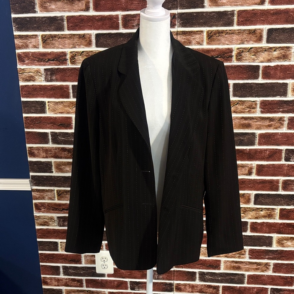 Women's Dark Brown Pinstripe Suit